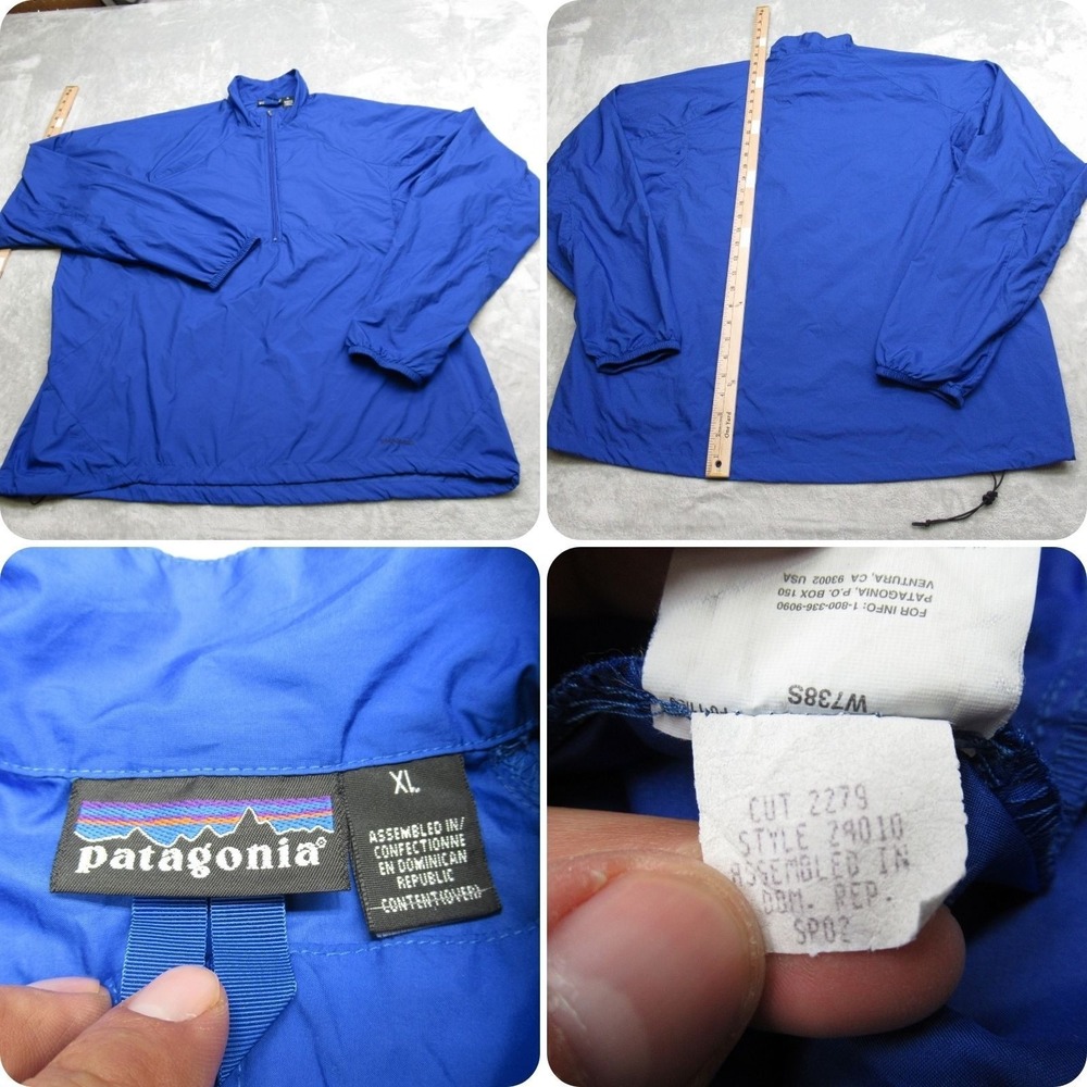 Patagonia Jacket Men XL Blue Packable Lightweight Pullover Windbreaker VTG